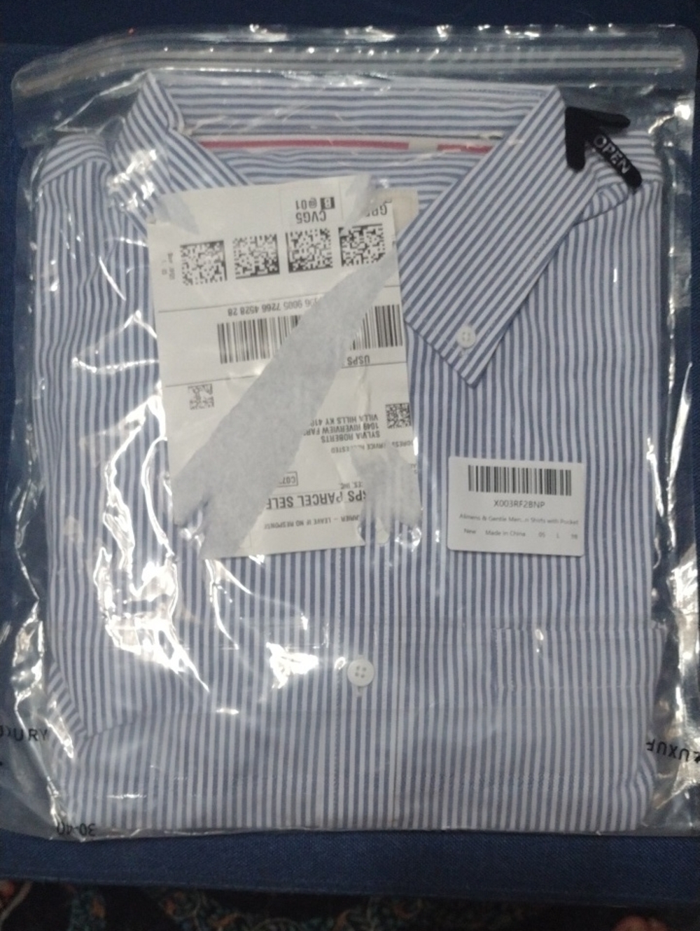 Oxford Blue and White Pinstripe Dress Shirt